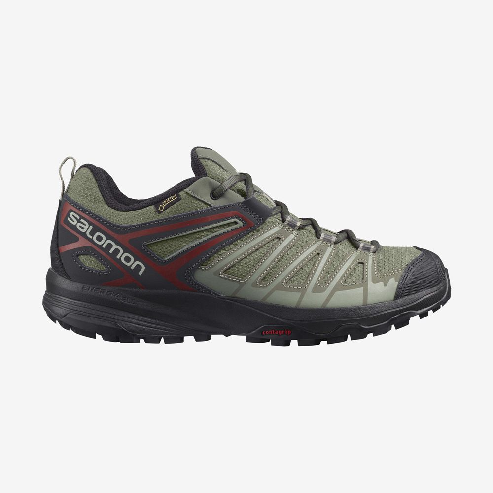 Chaussures De Randonnée Salomon Homme Vert Olive Vert - Salomon X CREST GORE-TEX - France (1304-ROJL